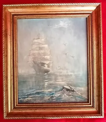 Antique Painting Galleon In Sail =  Signed S R Kennedy • £99.99