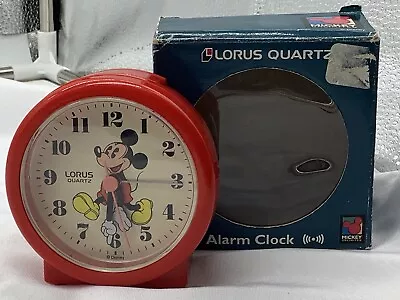 Vintage Lotus Quartz Mickey Mouse Alarm Clock Red Mov’t Japan • $14.99