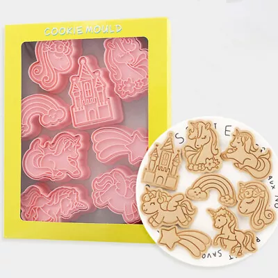 8Pcs Unicorn Cookie Mold Set Biscuit Cutters Baking Press Stamp Molds • $14.99