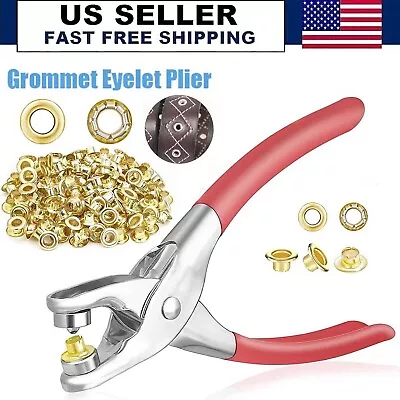 Eyelet Grommet Kit Plier Hole Punch Leather Steel Fabric Canvas Setter Repair US • $5.99