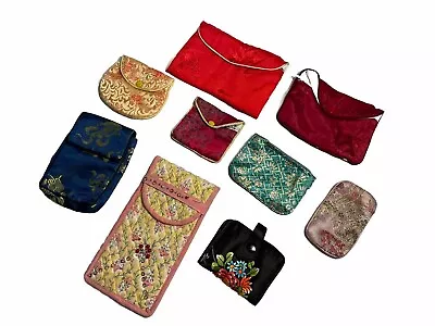 Vintage Asian Floral/solid Satin Coin/change Purses-LOT OF 10 • $20