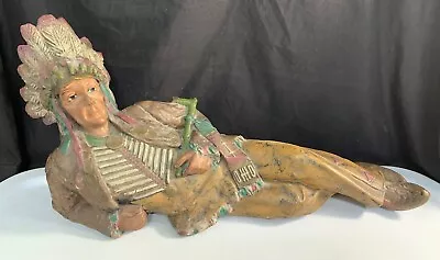 VTG Top Cigar Store Indian Chief Chalkware Display Statue Antique Ohio Match Co • $449.99