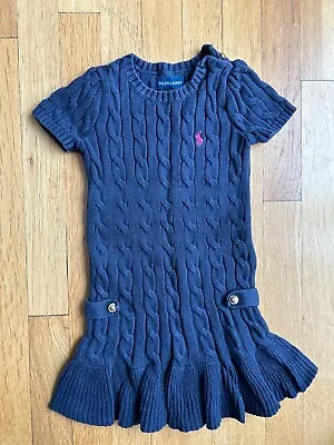 POLO Ralph Lauren Girls Size 4T Cable Knit Short Sleeve Sweater Dress GUC Preppy • $13.30