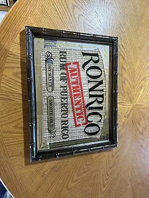 VINTAGE RONRICO RUM BAR MIRROR ADVERTISING SIGN AUTHENTIC PUERTO RICO 18  X 14  • $20