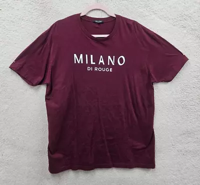 Milano Men Shirt Extra Large Burgundy 100% Cotton Short Sleeve Regular Fit Tee • $27.99