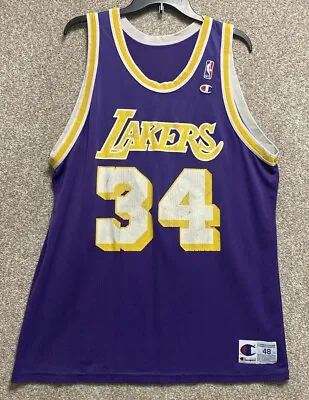 $59.99 • Buy Vintage Champion NBA Los Angeles Lakers Shaquille O'neal Jersey Mens Size 48 USA
