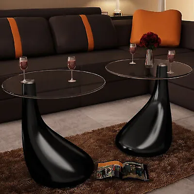 2pc Modern High Gloss Glass  Drop Coffee Table Side Dinner Office Home F1Y1 • £329.82