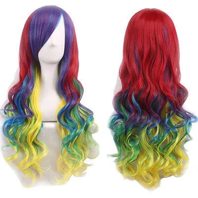 New Ombre Mixed Colorful Party Cosplay Wig Long Wave Synthetic Hair Women's Wigs • $19.99
