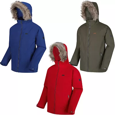 Regatta Mens Haig Waterproof Insulated Fur Trimmed Hooded Outdoor Jacket • £25