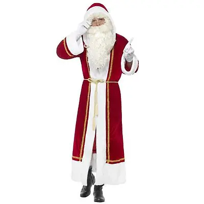 Mens Deluxe Santa Cloak Velour Festive Fancy Dress Christmas Classic Dress Up • £29.02