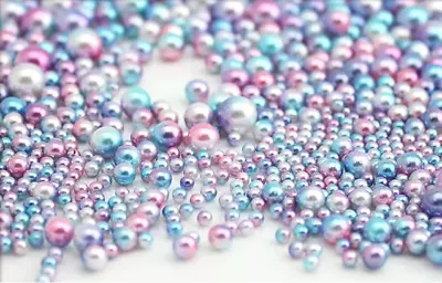 100pcs New 3D 2.5/3/4mm Gradient Colorful Mermaid Pearl Bead Nail Art Decoration • $2