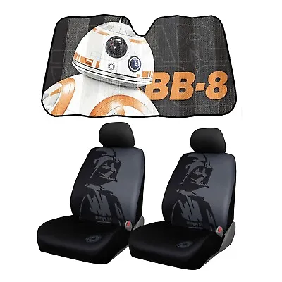 $69.96 • Buy New Star Wars BB-8 Darth Vader Car Front Seat Covers Headrest Covers & Sunshade