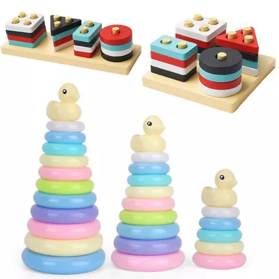 Baby Toys 6 12 Months Rainbow Stacking Rings Early Development Learning Baby Toy • £6.33
