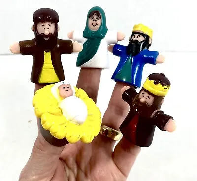 Christmas Nativity Finger Puppets Set Of 5 Mary Joseph Baby Jesus 2 Wise Men • $8.97