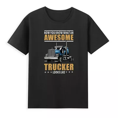 Awesome Trucker Look Like Truck Driver 18 Wheeler Mechanic Vintage Men's T-Shirt • $28.59