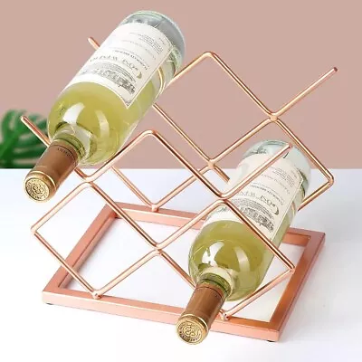 Drincarier Countertop Wine Rack - 5 Bottle Freestanding Modern Rose Gold Metal • $19.99
