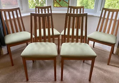 RARE: Set Of 6 IMMACULATE Vintage G Plan Fresco Solid Oak Dining Chairs • £325