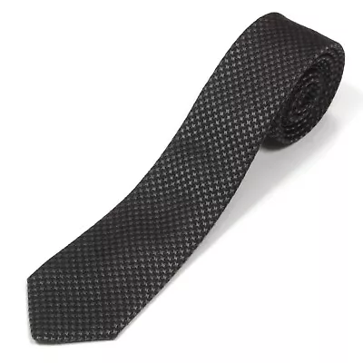 Theory Gray Pewter Gray Black Houndstooth Men's Skinny Silk Neck Tie • $24.95