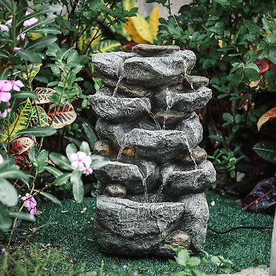 Mains Pump Electric Water Feature In/Outdoor Rock Fountain Garden Statue Cascade • £59.99