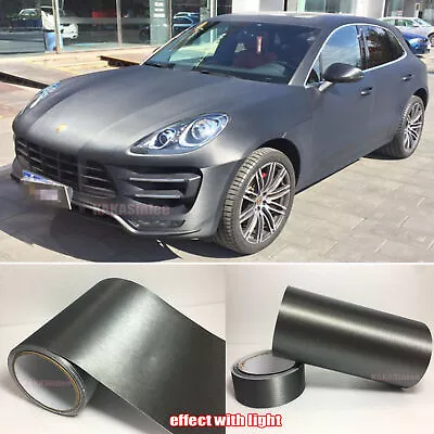 50FT X 5FT Car Wrap Matte Brushed Texture Steel ALUMINUM Vinyl Sticker Grey US • $233.99