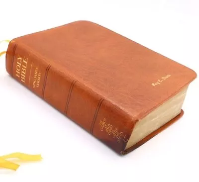 Holy Bible Calfskin Leather Brown LDS Mormon KJV Indexed Vintage 1979 • $35