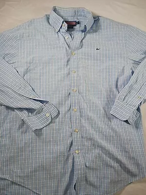 Vineyard Vines Mens Shirt Large Blue Gingham Plaid  Whale Shirt • $14.99