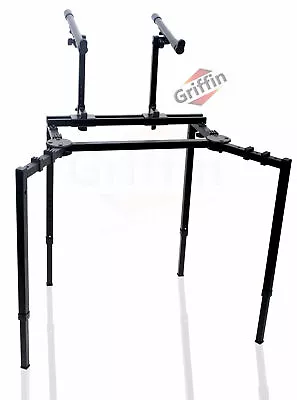 Double Piano Keyboard Stand - 2Tier Studio Stage Mixer Laptop Mount DJ Turntable • $83.95