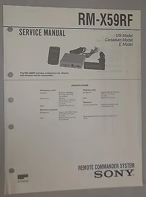 $9.99 • Buy Sony Car CD Changer Remote Commander System RM-X59RF OEM Service Manual