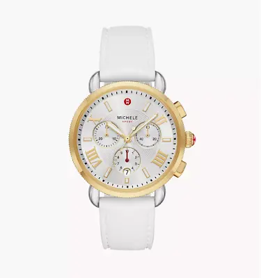 Michele Sporty Sport Sail Silver Dial White Strap Women's Watch MWW01P000017 • $495