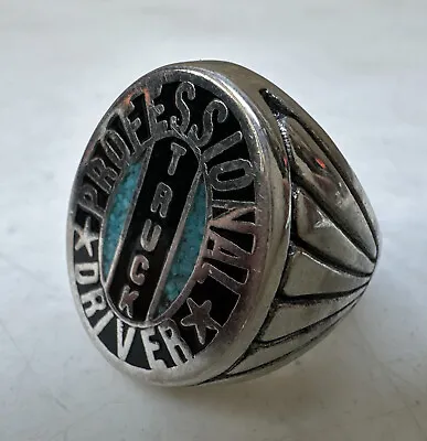 Vintage 1995 Trucker Ring G&S Gordon & Smith Silver Professional Truck Driver 13 • $34.99