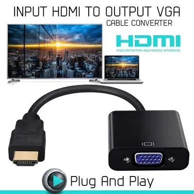 £2.88 • Buy HDMI Male To VGA Female Converter Adapter Cable Audio For 1080P Monitor Output