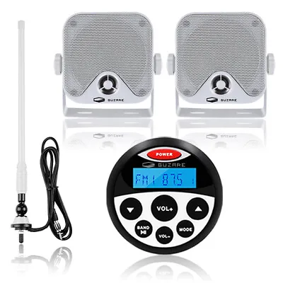 Boat Radio Marine Audio Package W/ 4'' Waterproof Stereo Speaker For Car Jet Ski • $85.55