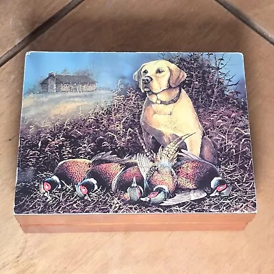 Labrador Retriever Lab Duck Wooden Trinket Box Felt Lined Vintage Hunting  • $7.19