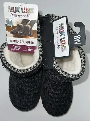 Muk Luks Chenille Bootie Size 8W Women’s Black Very Nice!! New With Tags • $15.97