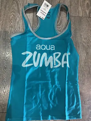 Zumba Blue Vest Tank Top Workout Aqua Ladies Dance Instructor Size 6-12 • £4.99