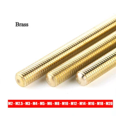 £4.86 • Buy M2-M20 Solid Brass Fully Threaded Rod Bar Studding Allthread 250mm/500mm Long