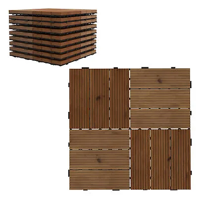 Outsunny 9 Pcs Interlocking Flooring Tiles For Patio Balcony Hot Tub Brown • £29.99