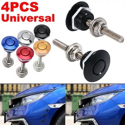 $15.99 • Buy 4x Universal Push Button Quick Release Bumper Hood Lock Pins Clip Bonnet Latch