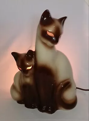 Vintage Kron Siamese 3D Cats Kittens Mid Century Works TV Lamp Glowing Eyes • $149.99