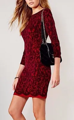 Michael Kors Cinnabar Red Umbria Lace Print Stretch Matte Jersey Sheath Dress • $54