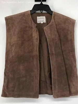 Hudson's Mens Brown Leather Sleeveless Open Front Vest Size Small • $5.99