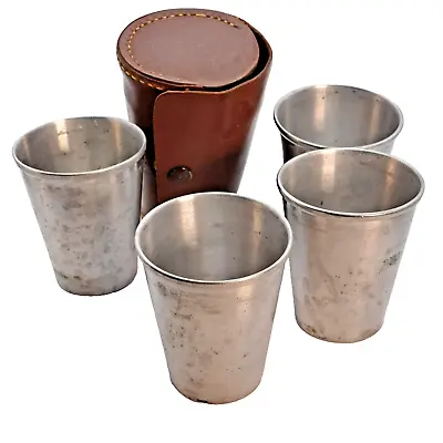 Vintage Stacking Cups With Leather Container • $15