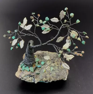 Gemstone Wire Tree Sculpture Folk Art USA • $19.99