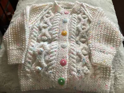 Brand New Hand Knitted Girls Cardigan Size 9-12 Months Colour Multicoloured • £12