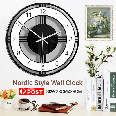 $28.85 • Buy Nordic Style Wall Clock Silent Transparent Acrylic Clock Home Living Room 28cm