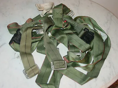 Military Parachute Harness Gear Dark Green W/ D Clips! • $59.95