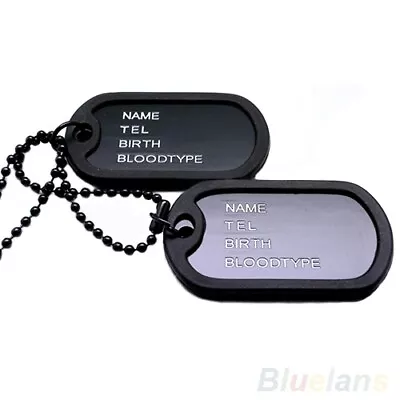  Black 2 Dog Tags Pendant Chain Military Army Style Necklace Men's Jewelry Gift • $14.80