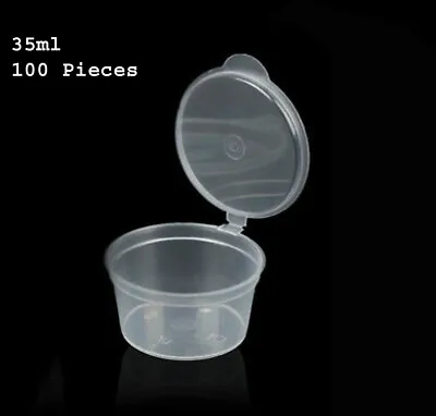 $14.85 • Buy Clear Plastic Sauce Pot Chutney Cups Slime Storage Container Box With Hinged Lid
