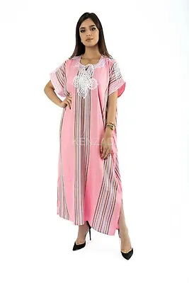 Moroccan Beach Caftan S To L Handmade In Morocco Pink Dubai Kaftan By Kenzadi • $28.90