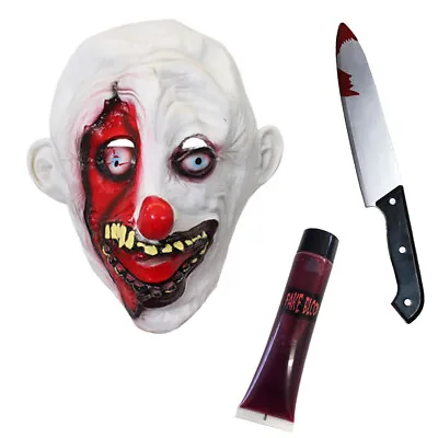 £12.99 • Buy Clown Mask Scarred Halloween Set Latex Killer Scary Horror Fancy Dress Party